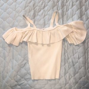 Off the shoulder white tee!